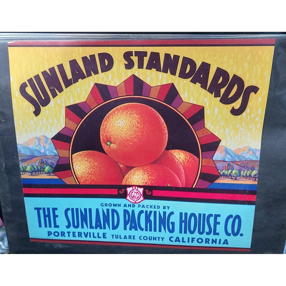 *Original* SUNLAND STANDARDS Tulare Porterville Orange Crate Label NOT A COPY!
